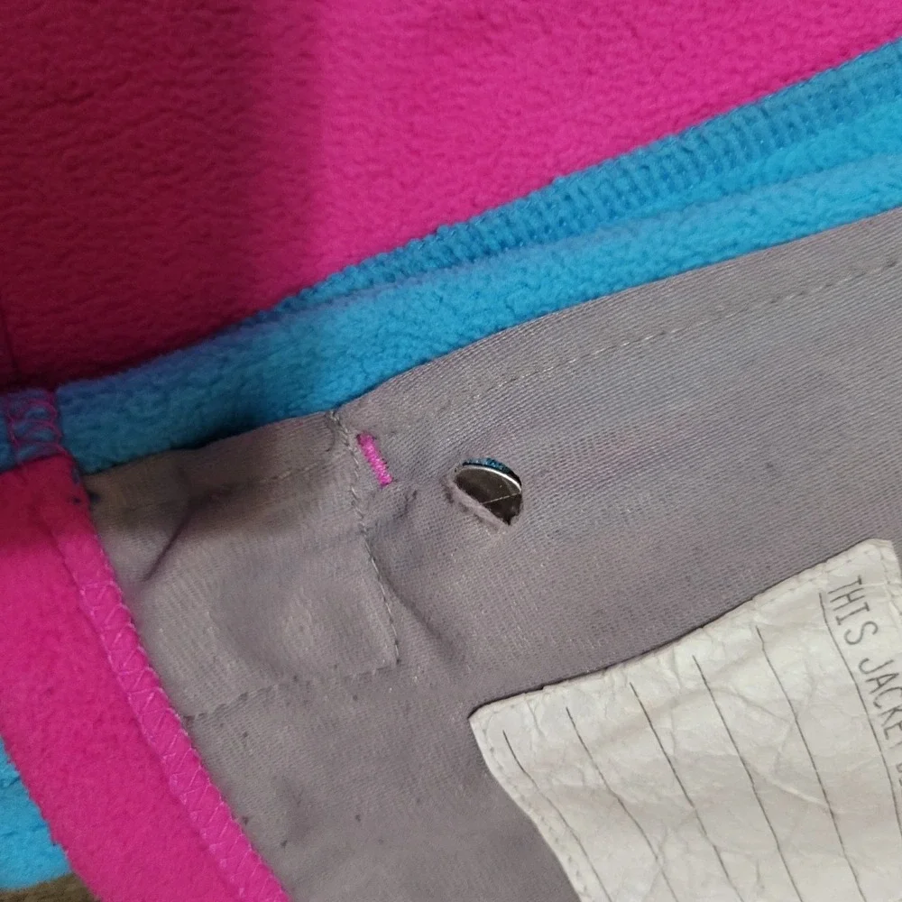 The North Face Girls Multicolor Fleece Full Zip Cotton Candy Pink/Blue Large